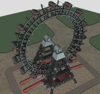 游乐场摩天轮设备SU模型下载_sketchup草图大师SKP模型