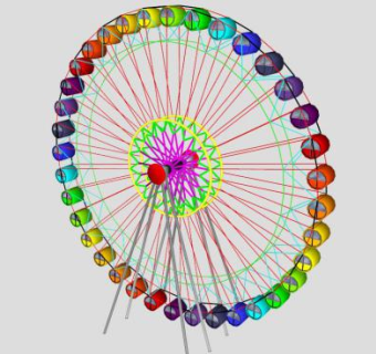上色版摩天轮SU模型下载_sketchup草图大师SKP模型