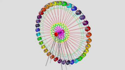 上色版摩天轮SU模型下载_sketchup草图大师SKP模型