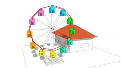 动态组件摩天轮SU模型下载_sketchup草图大师SKP模型
