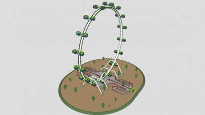 亨基腾克轮式摩天轮SU模型下载_sketchup草图大师SKP模型