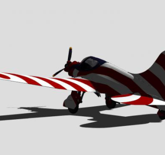 红白条纹特技飞机SU模型下载_sketchup草图大师SKP模型