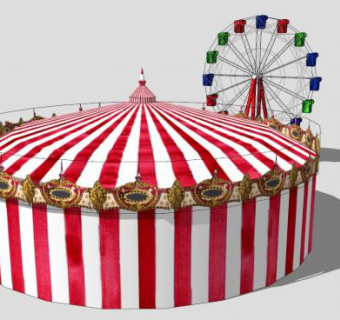 庄园旋转木马和摩天轮SU模型下载_sketchup草图大师SKP模型