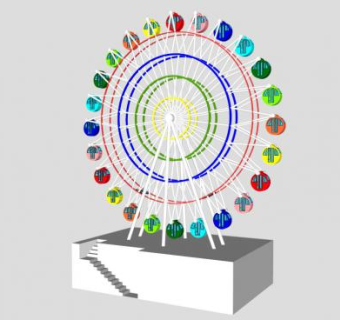 彩色摩天轮SU模型下载_sketchup草图大师SKP模型