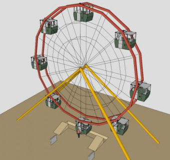 游乐园物理摩天轮SU模型下载_sketchup草图大师SKP模型