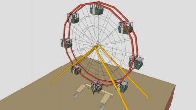 游乐园物理摩天轮SU模型下载_sketchup草图大师SKP模型