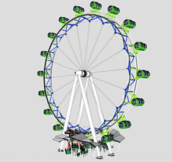 观景游乐摩天轮SU模型下载_sketchup草图大师SKP模型