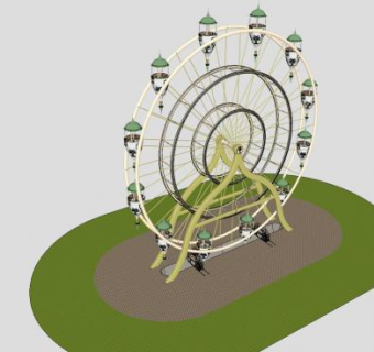 精灵摩天轮SU模型下载_sketchup草图大师SKP模型