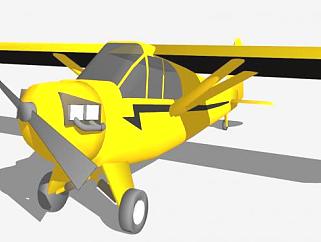 黄色轻型飞机SU模型下载_sketchup草图大师SKP模型
