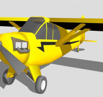 黄色轻型飞机SU模型下载_sketchup草图大师SKP模型