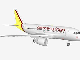 德国之翼客车A319客机SU模型下载_sketchup草图大师SKP模型
