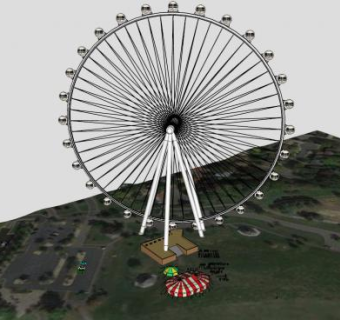 繁荣岛摩天轮SU模型下载_sketchup草图大师SKP模型