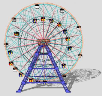 游乐园景观摩天轮SU模型下载_sketchup草图大师SKP模型