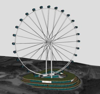 新加坡摩天轮观景SU模型下载_sketchup草图大师SKP模型