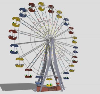 巨大车轮摩天轮SU模型下载_sketchup草图大师SKP模型