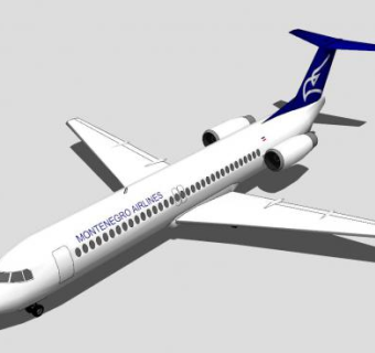 黑山航空福克100客机SU模型下载_sketchup草图大师SKP模型