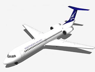 黑山航空福克100客机SU模型下载_sketchup草图大师SKP模型