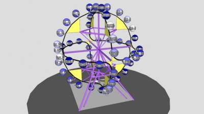 简单颜色版本摩天轮SU模型下载_sketchup草图大师SKP模型