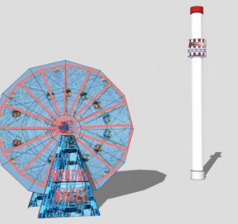 神奇车轮摩天轮SU模型下载_sketchup草图大师SKP模型