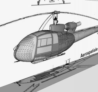 法国宇航小羚羊直升机SU模型下载_sketchup草图大师SKP模型