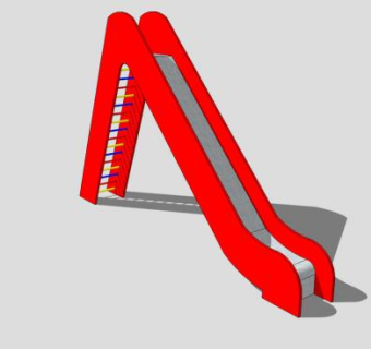 操场红色滑梯SU模型下载_sketchup草图大师SKP模型