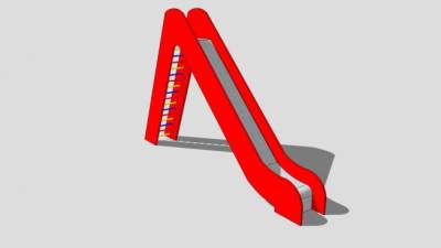 操场红色滑梯SU模型下载_sketchup草图大师SKP模型