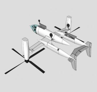 XV-15倾转旋翼机SU模型下载_sketchup草图大师SKP模型