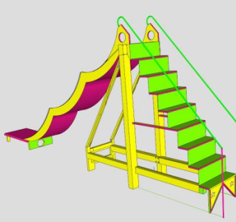 创意黄边滑梯SU模型下载_sketchup草图大师SKP模型