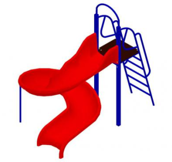 红色儿童滑梯SU模型下载_sketchup草图大师SKP模型