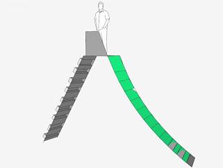 绿色滑梯SU模型下载_sketchup草图大师SKP模型