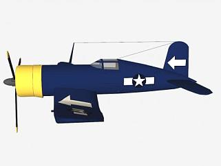 “海盗船”螺旋桨飞机SU模型下载_sketchup草图大师SKP模型
