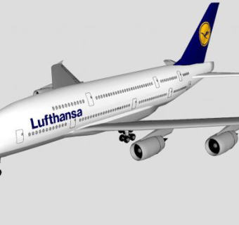 汉莎航空A380客机SU模型下载_sketchup草图大师SKP模型