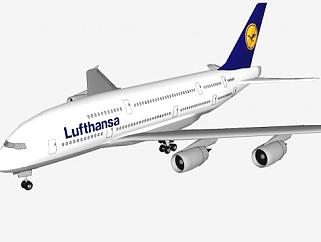 汉莎航空A380客机SU模型下载_sketchup草图大师SKP模型