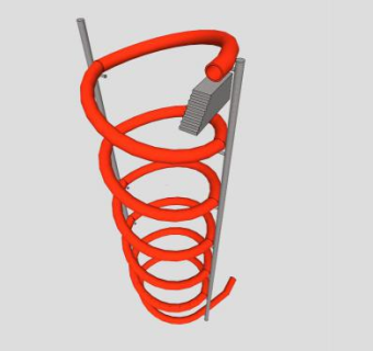 红色旋转水滑道SU模型下载_sketchup草图大师SKP模型