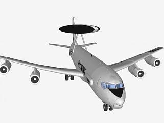 美国E-3空中预警机SU模型下载_sketchup草图大师SKP模型