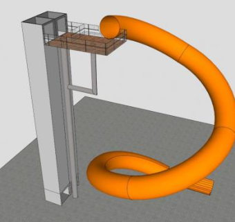 橘色滑梯设备SU模型下载_sketchup草图大师SKP模型