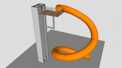 橘色滑梯设备SU模型下载_sketchup草图大师SKP模型