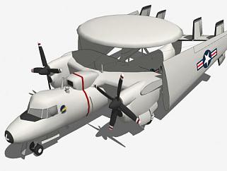 E-2预警机飞机SU模型下载_sketchup草图大师SKP模型