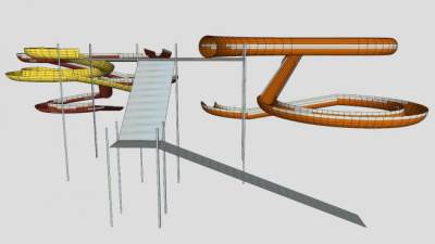 水滑道游乐滑梯SU模型下载_sketchup草图大师SKP模型