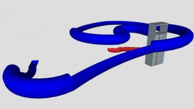 蓝色管道水滑梯SU模型下载_sketchup草图大师SKP模型