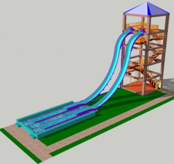 儿童水滑道SU模型下载_sketchup草图大师SKP模型