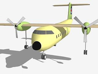 加拿大DHC-5水牛飞机SU模型下载_sketchup草图大师SKP模型