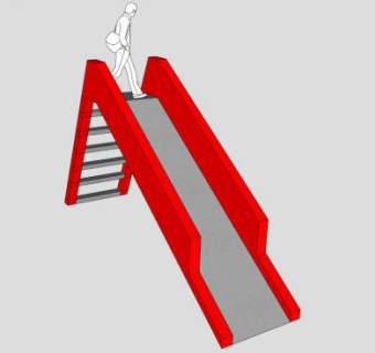 红色滑梯游乐设备SU模型下载_sketchup草图大师SKP模型