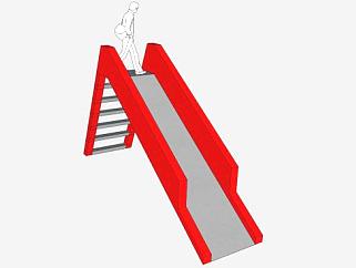 红色滑梯游乐设备SU模型下载_sketchup草图大师SKP模型