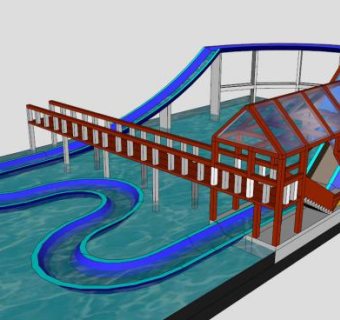 游乐水上滑梯SU模型下载_sketchup草图大师SKP模型