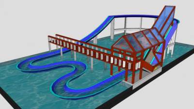 游乐水上滑梯SU模型下载_sketchup草图大师SKP模型