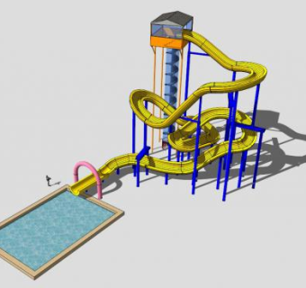 游乐黄色滑梯SU模型下载_sketchup草图大师SKP模型