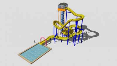 游乐黄色滑梯SU模型下载_sketchup草图大师SKP模型