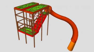 儿童设备滑梯操场SU模型下载_sketchup草图大师SKP模型