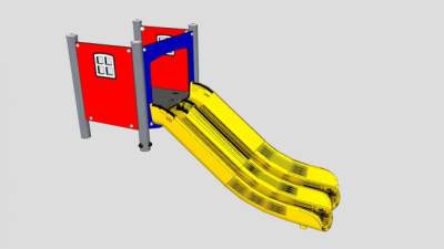 儿童双路滑梯SU模型下载_sketchup草图大师SKP模型